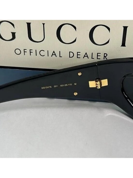 New Authentic GUCCI GG1247s 001 Black/Gold Oval sunglasses main image 11